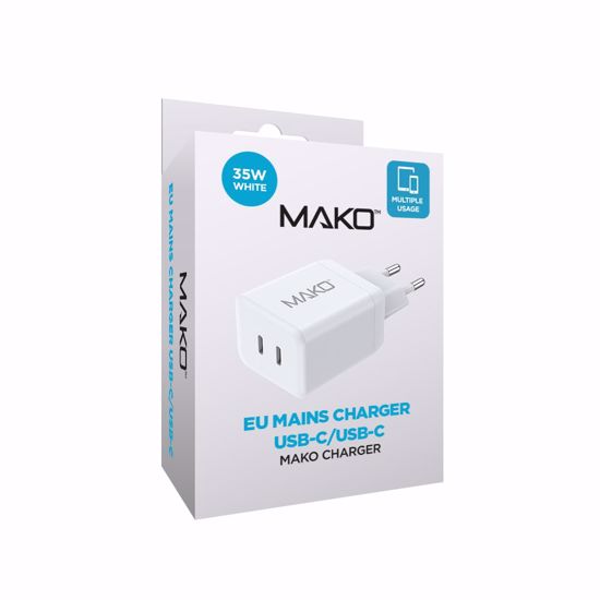 Picture of Mako Mako 35W GaN2 UK Mains Charger for USB-C/USB-C in White